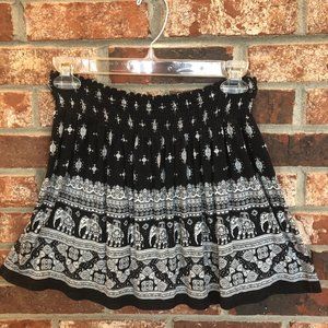 Black and White Elephant Print Mini Skirt